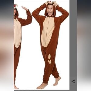 funziez unisex reindeer christmas costume pajamas one piece jumpsuit